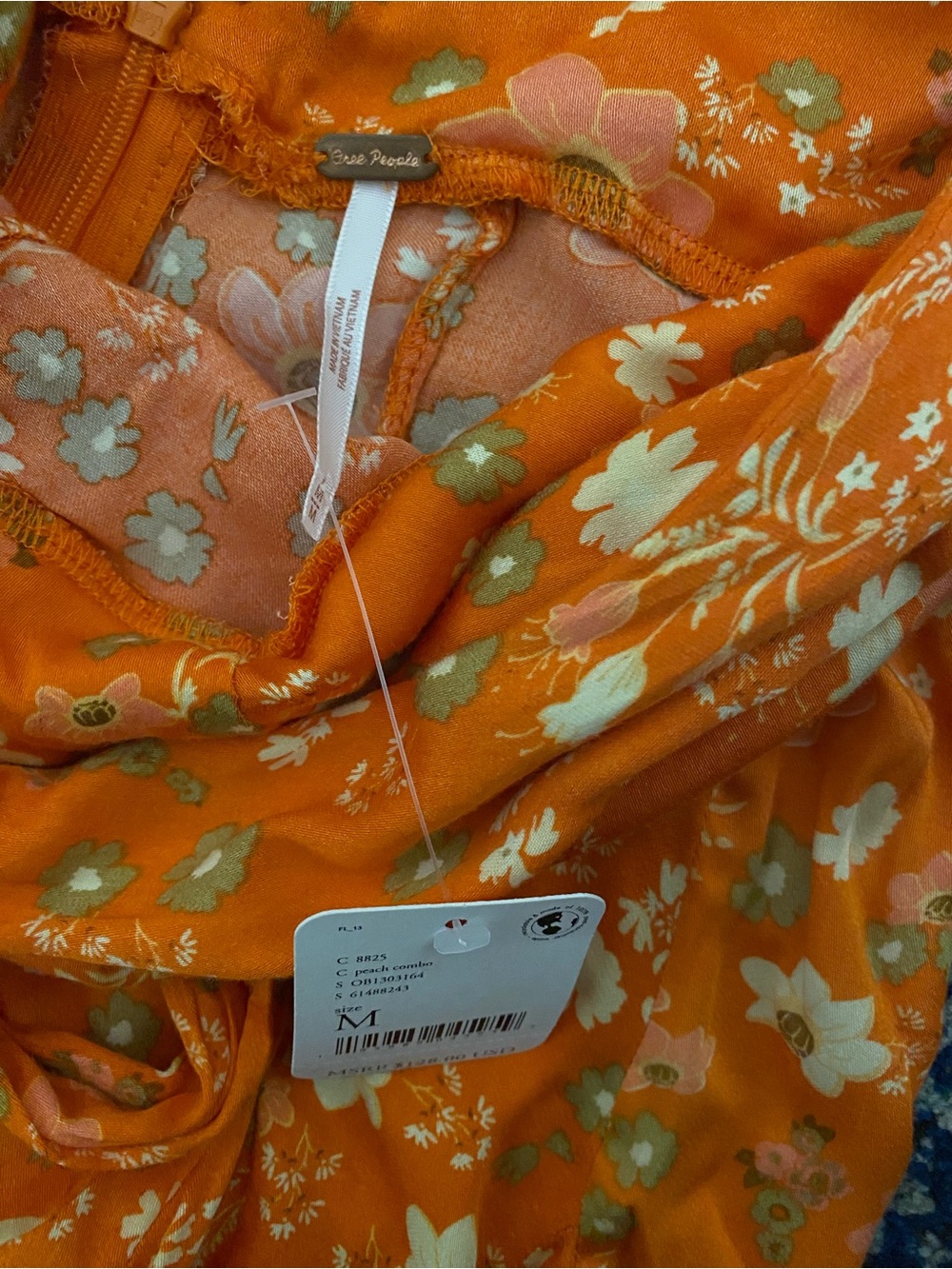 Free People Orange Floral Tie-Front Mini Dress - Picture 6 of 7